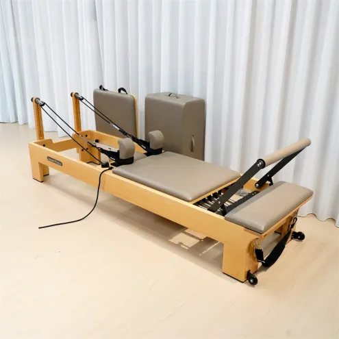 Beech Wood Pilates Reformer Integrated Footbar Design